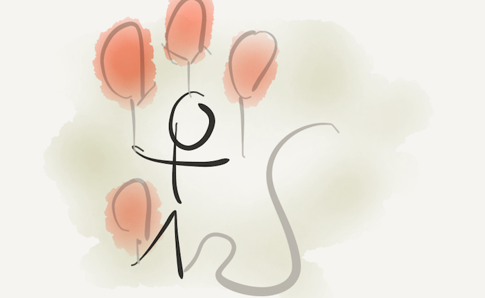 Effortless dancing, aided by an image of being supported by ballons